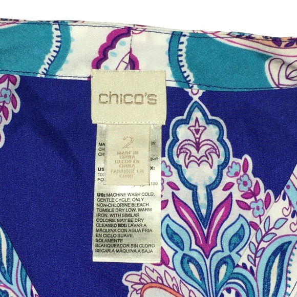 CHICO’S Blue Paisley Cinch Sides Top - Women’s 2 (US)Large - Picture 8 of 10